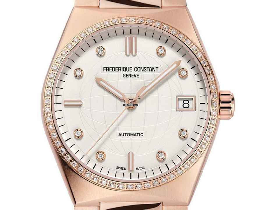  Frederique Constant Ladies Automatic Highlife Ladies Roségold vergoldet Diamanten Automatik Armband Roségold vergoldet 34mm Box&Pap. Full Set Neu 