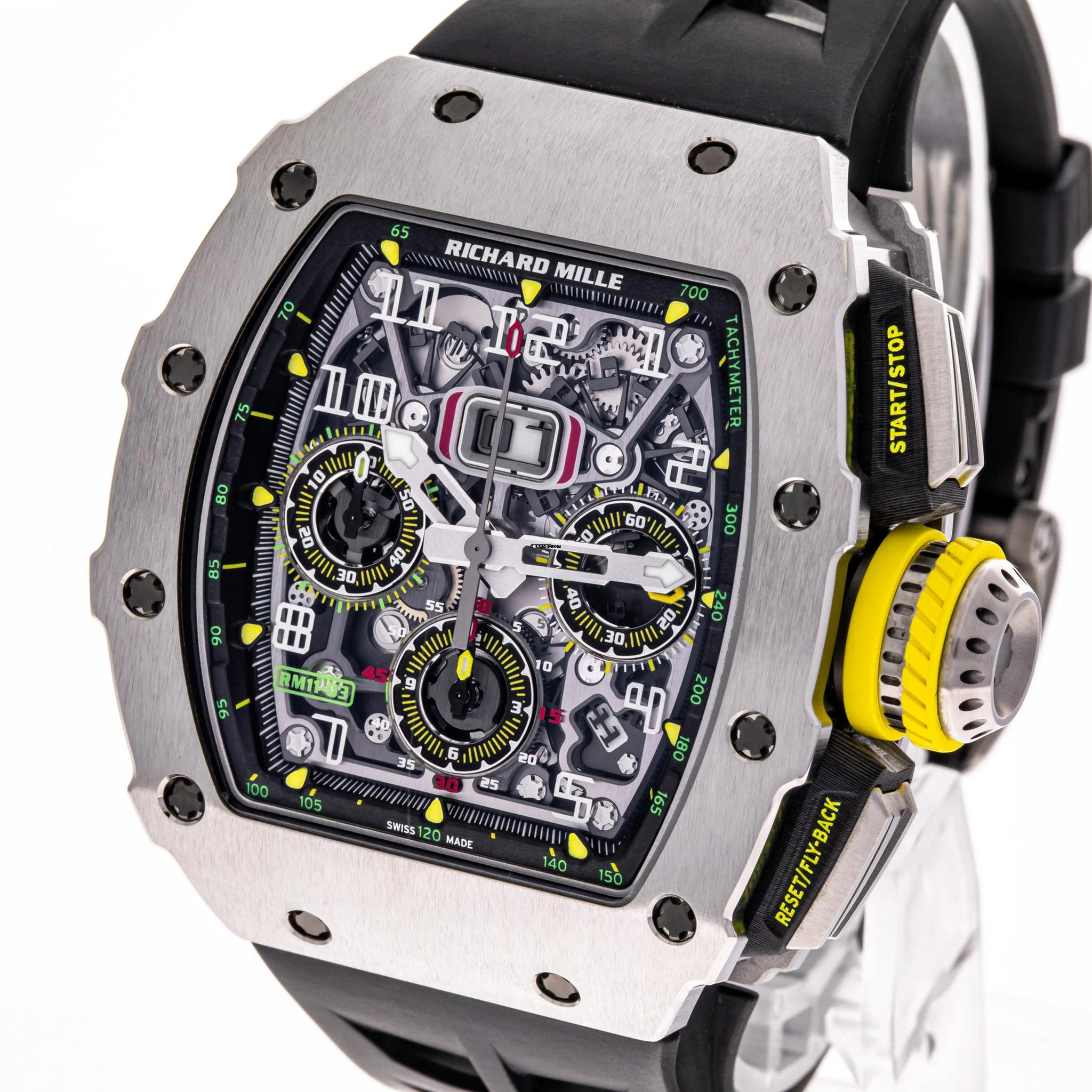  Richard Mille RM 011 11-03 Ti Titanium Yellow Green NEW Unworn Full Set 2020 