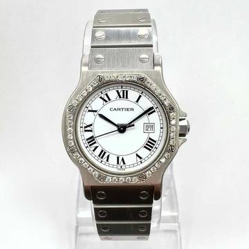  Cartier Santos OCTAGON Automatic 31mm Steel 0.38TCW DIAMOND Watch </h1> 