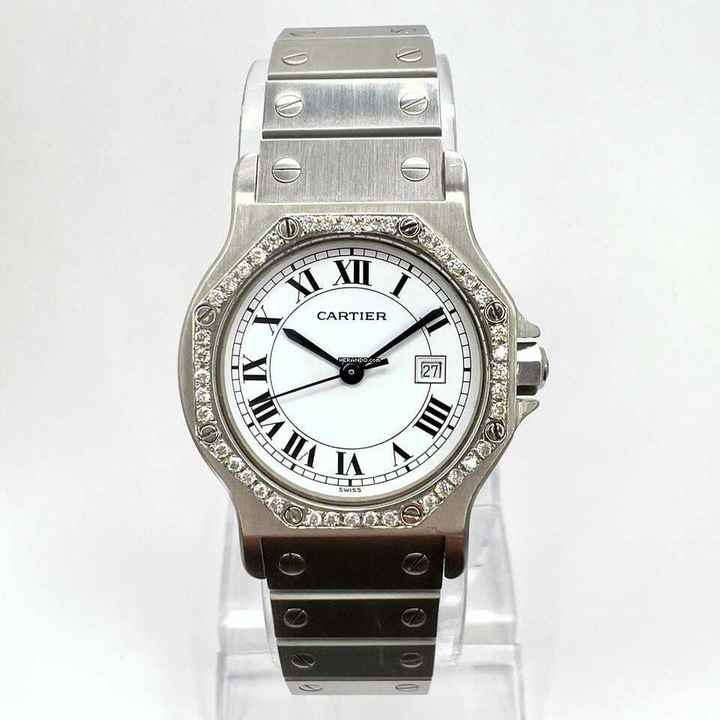  Cartier Santos OCTAGON Automatic 31mm Steel 0.38TCW DIAMOND Watch </h1> 