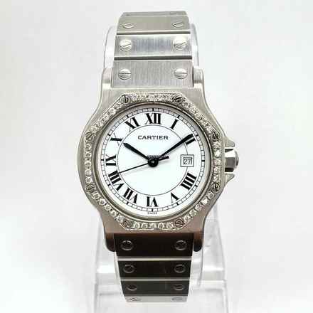  Cartier Santos OCTAGON Automatic 31mm Steel 0.38TCW DIAMOND Watch </h1> 
