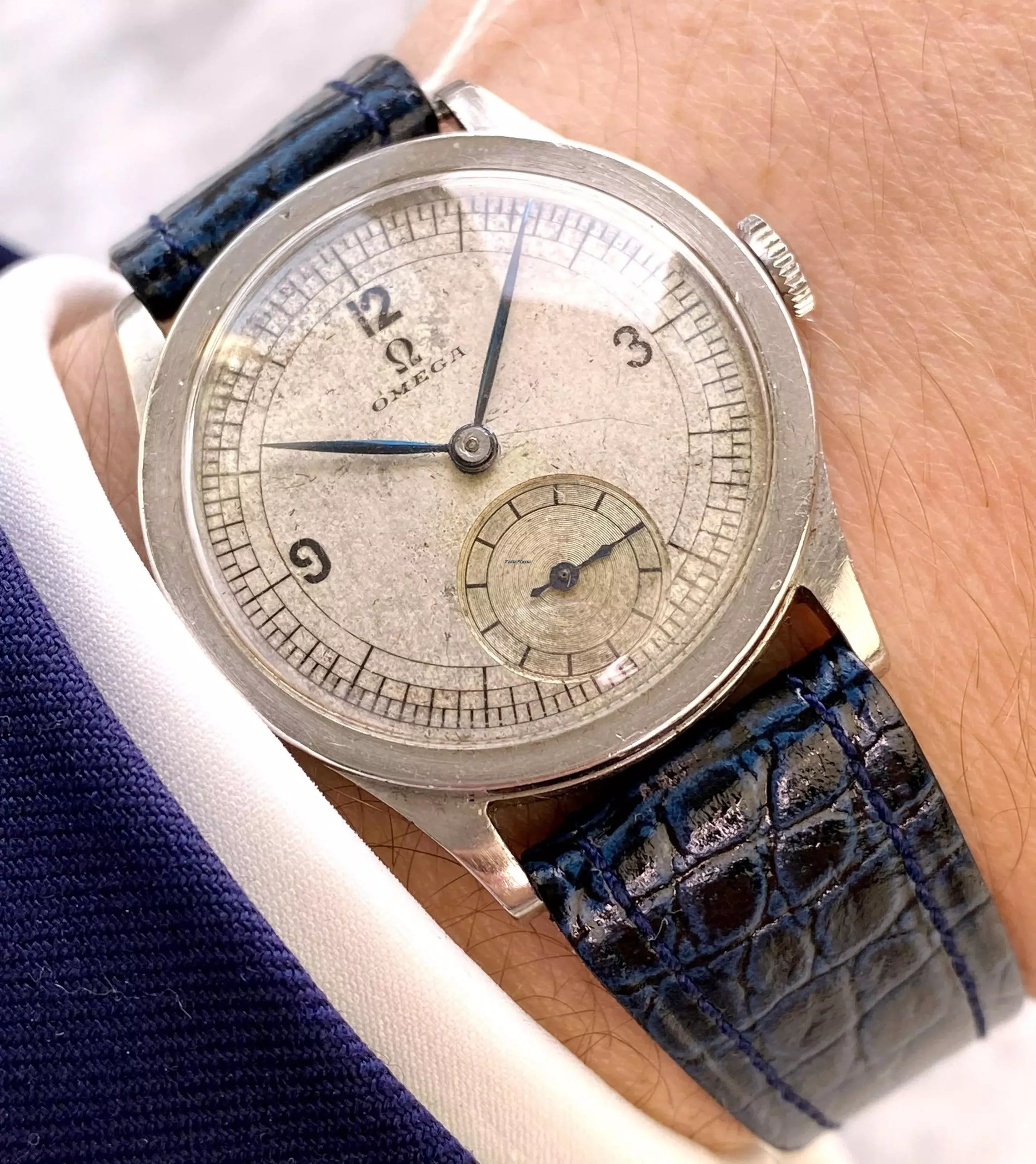  Omega Classic 32mm Calatrava Art Deco Sector Dial Steel Vintage vintage 