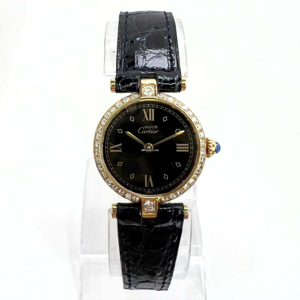  Cartier VERMEIL 24mm Quartz GP Silver 0.68TCW Diamond Watch </h1> 