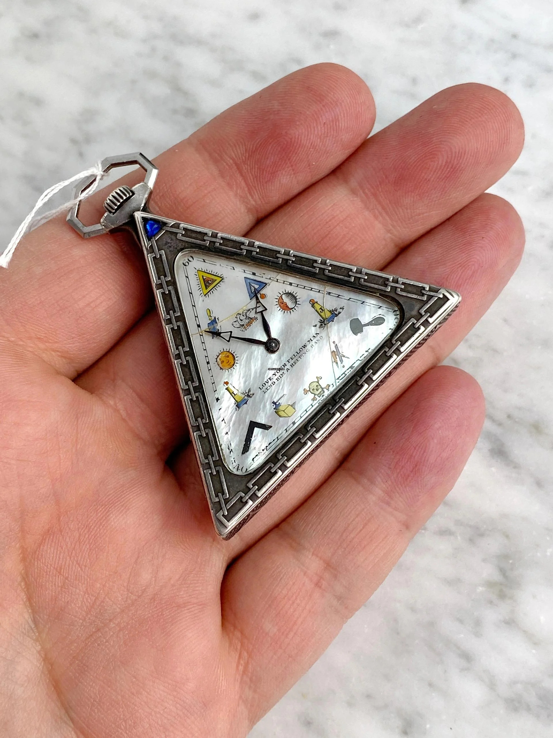  Freemason Pocket Watch 1925 Solid Silver - MoP Dial - Solvill - Mother of Pearl Freimaurer 