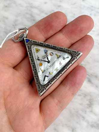  Freemason Pocket Watch 1925 Solid Silver - MoP Dial - Solvill - Mother of Pearl Freimaurer 