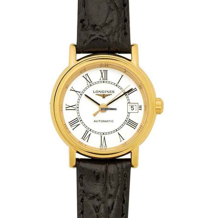  Longines Présence L43212112 - Présence Automatic White Dial Black Leather Strap Ladies Watch </h1> 