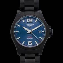 Thumbnail von Longines Conquest L37262966 - Longines Conquest Quartz Blue carved Dial Black PVD coating Men's Watch </h1>