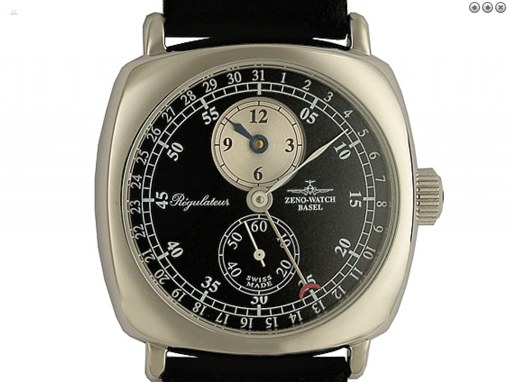 Zeno Watch Basel Regulator Zeigerdatum Handaufzug 
