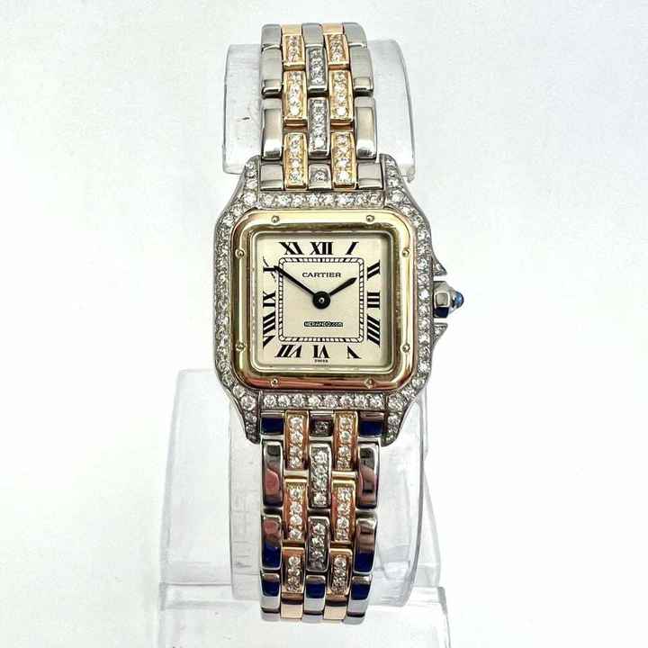  Cartier Panthère Quartz 23mm 2 Row Gold ~1.2TCW Diamond Watch </h1> 