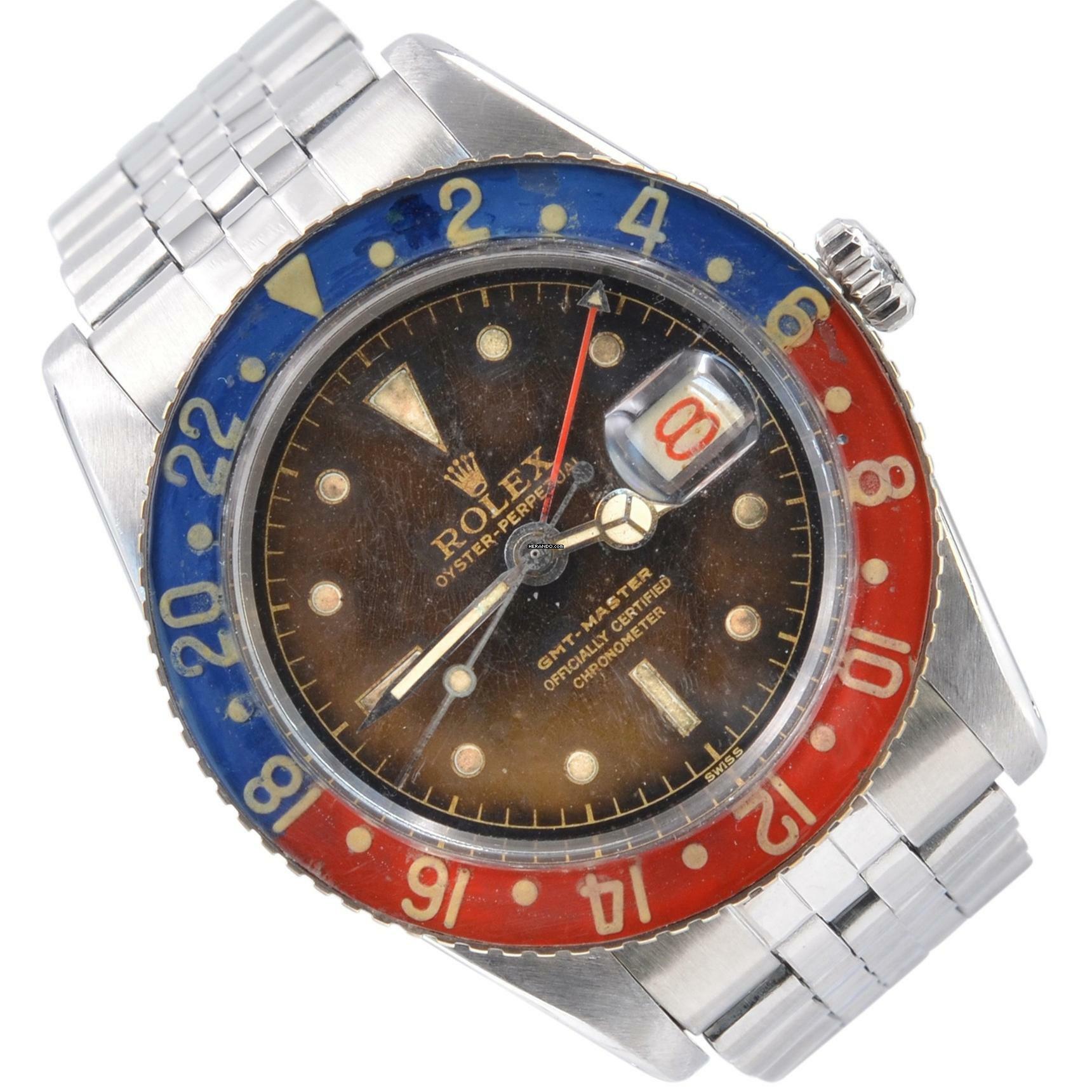 Rolex GMT-Master 6542 OCC brown gilt glossy to radium dial bakelite bezel 1957’s