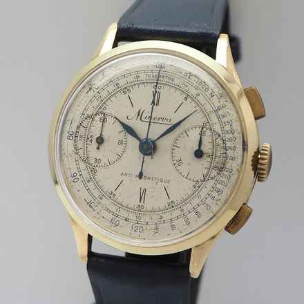  Minerva Vintage Telemetre Chronograph Gold 18k/750 very rare  