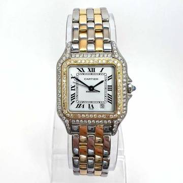  Cartier Panthère 27mm 2 Row Gold Quartz ~1.16TCW DIAMOND Watch </h1> 