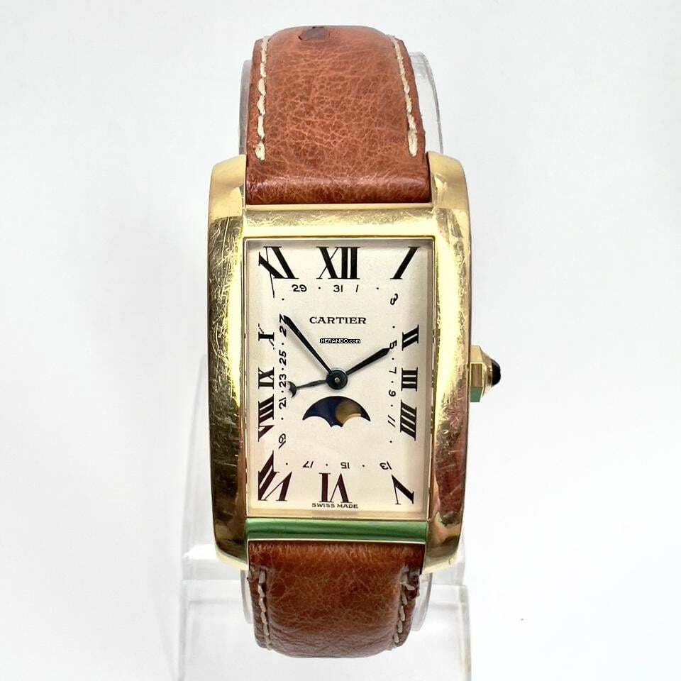  Cartier Tank Américaine Quartz 18K Yellow Gold Moon Phase Watch </h1> 