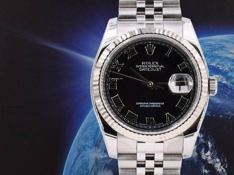  Rolex Datejust 36 Black Roman Dial - Full Set 36mm  