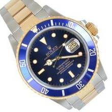 Thumbnail von Rolex Submariner Date 16803 blue dial Full Set 1988’s </h1>