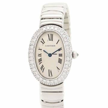  Cartier Baignoire 23mm Quartz 18K WG ~1.5TCW Diamond Watch </h1> 