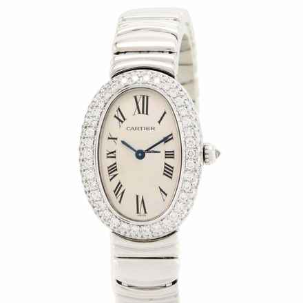 Cartier Baignoire 23mm Quartz 18K WG ~1.5TCW Diamond Watch </h1> 