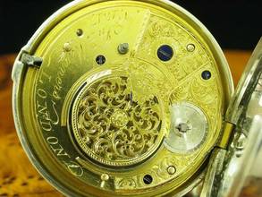 Thumbnail von Manners London 925 Silber Open Face Spindeltaschenuhr Um 1820 Schlüsselaufzug </h1>