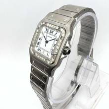 Thumbnail von Cartier Santos Galbée 29mm Quartz Steel 0.85TCW Diamond Watch </h1>