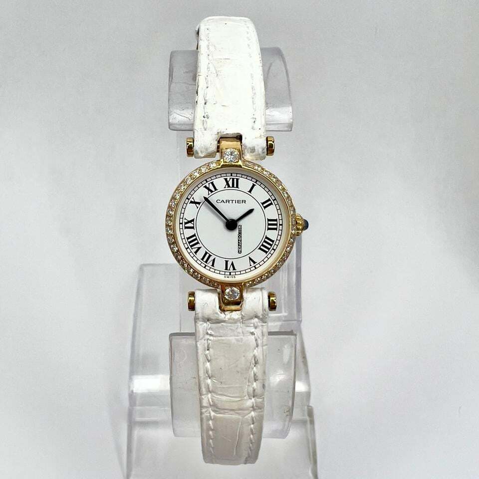 Cartier VERMEIL 19mm Quartz 18K Yellow Gold 0.40TCW Diamond Watch </h1>