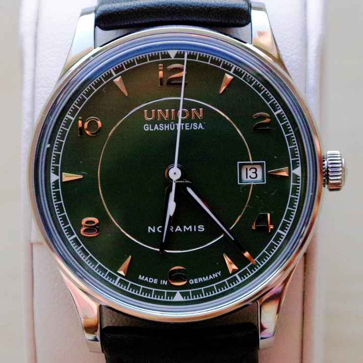  Union Glashütte Noramis Datum Date Green Dial FULL SET 