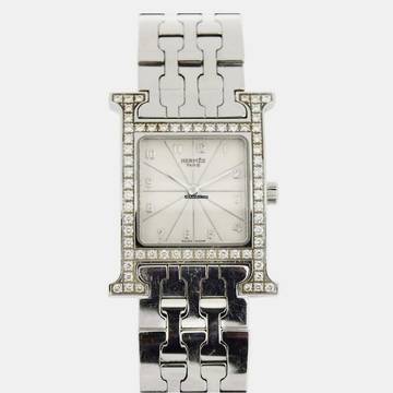  Hermès Heure H 25mm Steel 0.91TCW DIAMOND Watch </h1> 