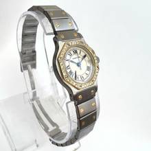 Thumbnail von Cartier Santos OCTAGON 25mm Quartz 2 Tone 0.40TCW Diamond Watch  </h1>