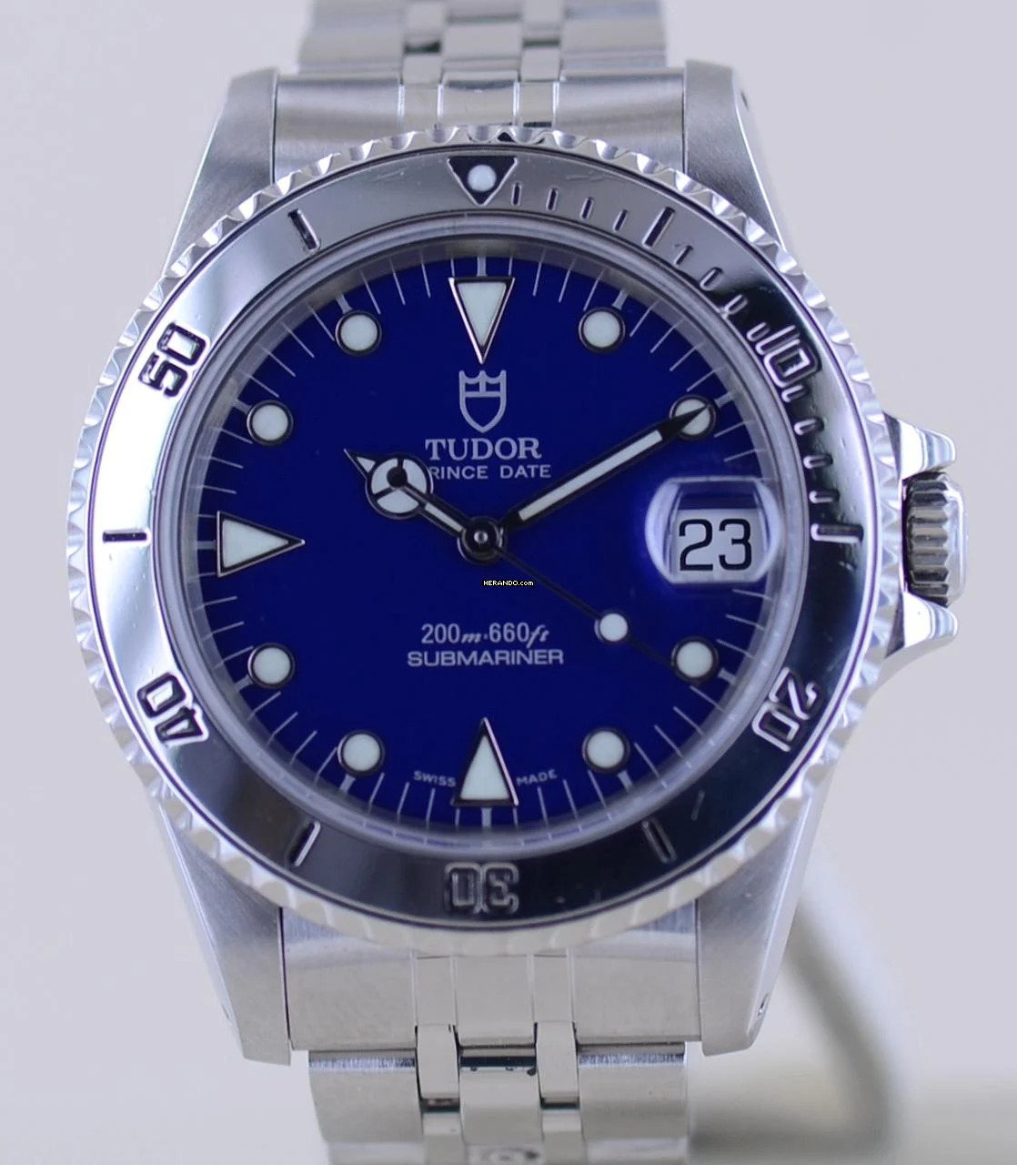 Tudor Submariner Medium blue Dial Klassiker Stahlband Unisex 36mm B+P </h1> 