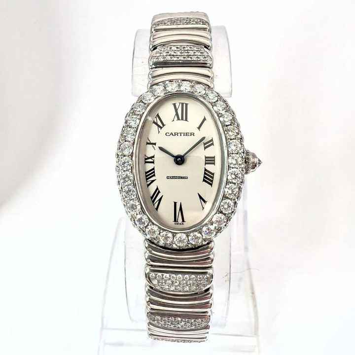  Cartier Baignoire 23mm 18K White Gold 4.58TCW Watch </h1> 