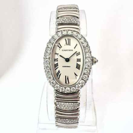  Cartier Baignoire 23mm 18K White Gold 4.58TCW Watch </h1> 