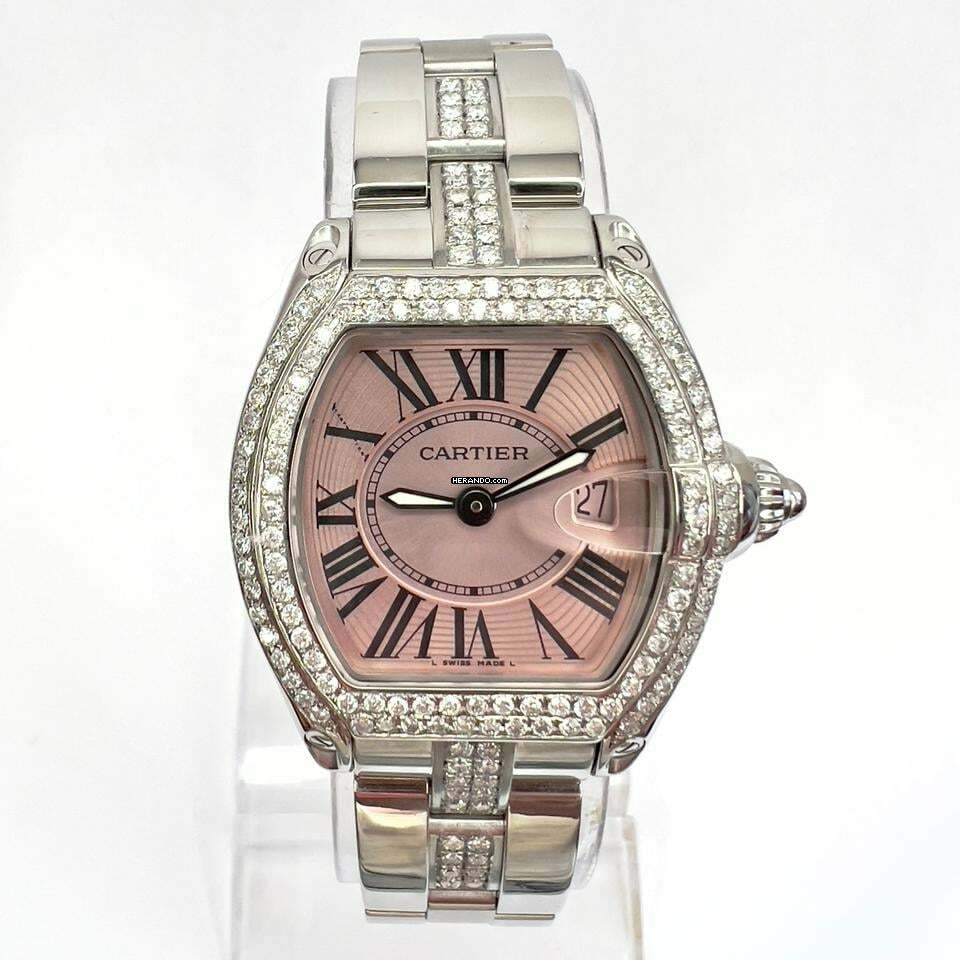Cartier Roadster Quartz 31mm Steel 2.2TCW Diamond Watch </h1>