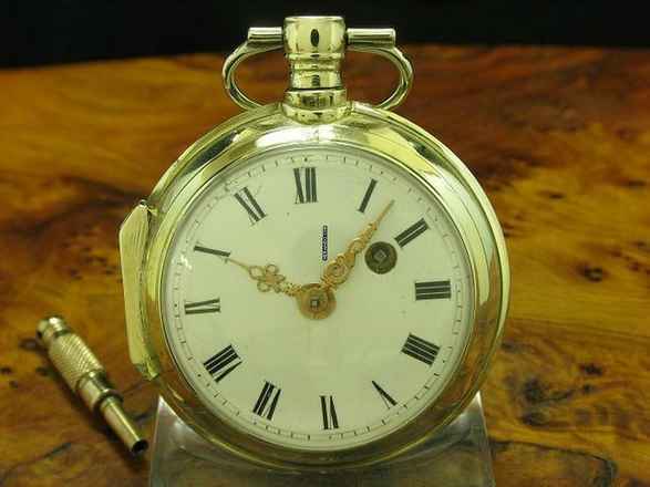  Neusilber Open Face Spindeltaschenuhr Mit Schnecke & Kette Schlüsselaufzug </h1> 