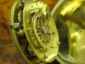 Thumbnail von Neusilber Open Face Spindeltaschenuhr Mit Schnecke & Kette Schlüsselaufzug </h1>