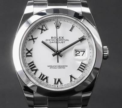  Rolex Datejust 41 White Roman Dial LC 100 