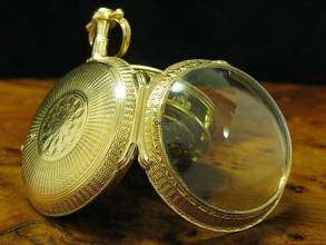 Thumbnail von Kloppfer 18kt 750 Gold Open Face Schlüsselaufzug Taschenuhr / Durchmesser 47,5mm </h1>