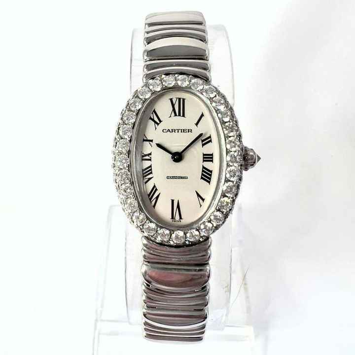  Cartier Baignoire 23mm 18K White Gold 3.2TCW Diamond Watch </h1> 