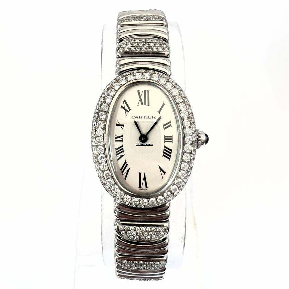Cartier Baignoire 23mm Quartz 18K White Gold 2.86TCW Diamond Watch </h1>
