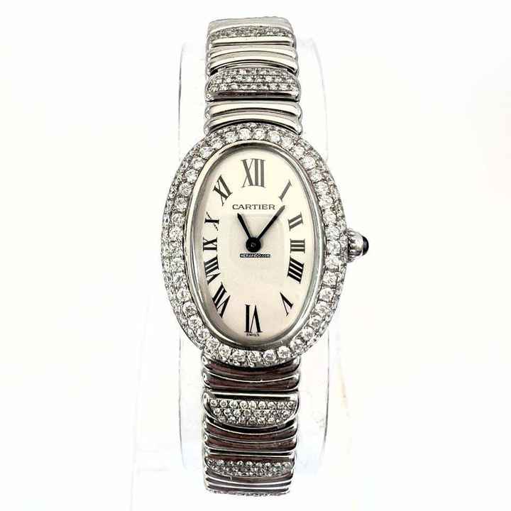  Cartier Baignoire 23mm Quartz 18K White Gold 2.86TCW Diamond Watch </h1> 