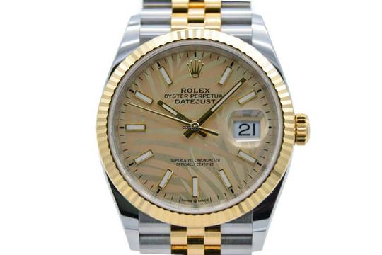  Rolex Datejust 36 Palm Dial Stahl-gold Herrenuhr / Ref 126233 Fullset 2022 </h1> 
