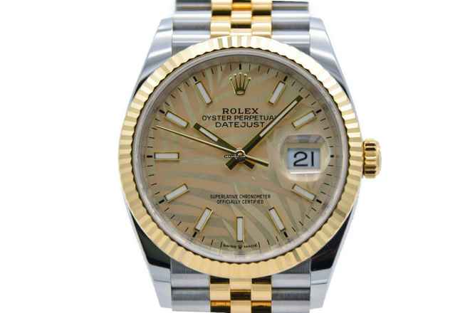  Rolex Datejust 36 Palm Dial Stahl-gold Herrenuhr / Ref 126233 Fullset 2022 </h1> 
