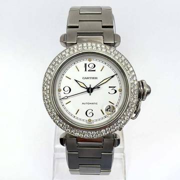  Cartier Pasha Automatic 35mm Steel 1.81TCW DIAMOND Watch </h1> 