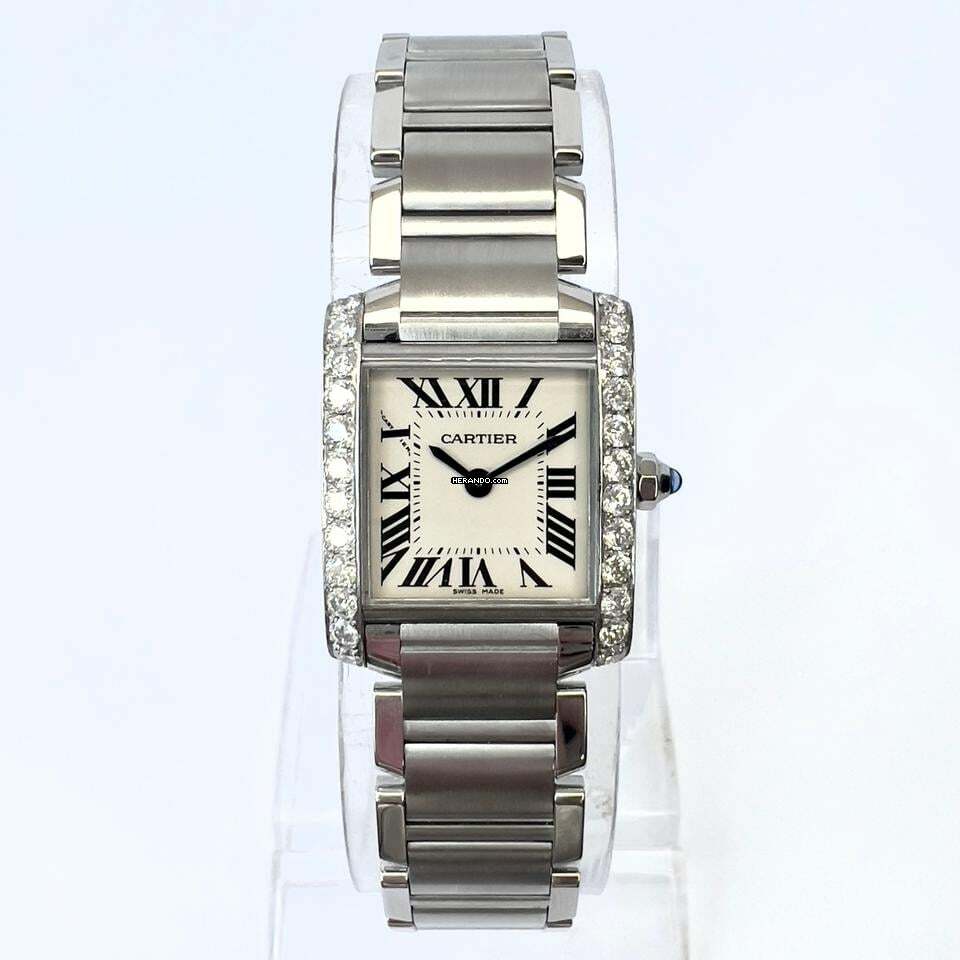  Cartier Tank Française 20mm Quartz Steel 0.80TCW DIAMOND Watch </h1> 