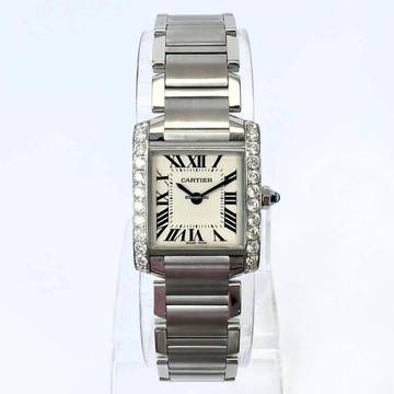 Cartier Tank Française 20mm Quartz Steel 0.80TCW DIAMOND Watch </h1> 