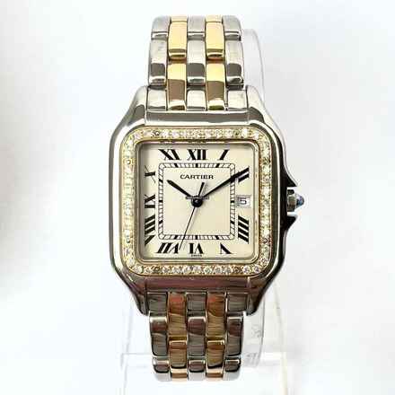  Cartier Panthère Quartz Jumbo 29mm 2 Row Gold 0.55TCW DIAMOND Watch </h1> 