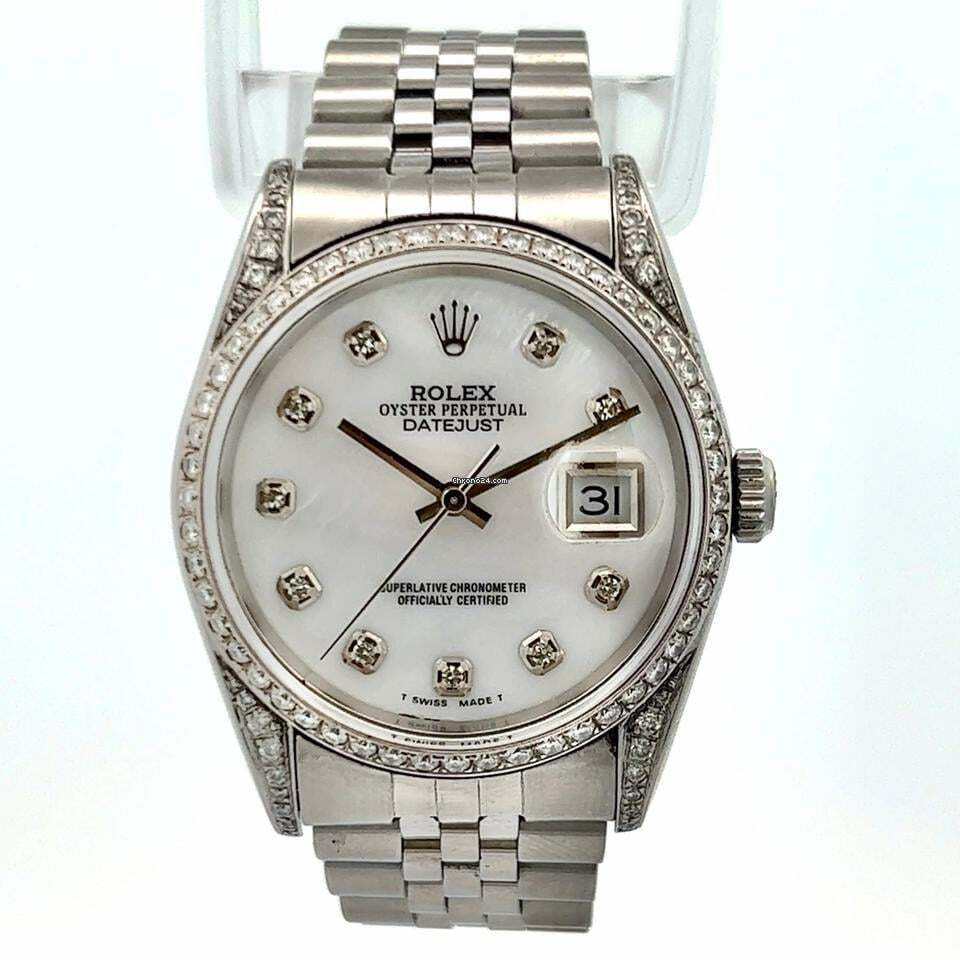  Rolex Datejust Automatic 34mm Steel Diamond Watch </h1> 