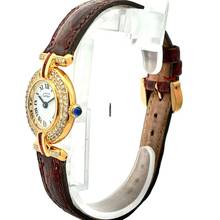 Thumbnail von Cartier VERMEIL COLISÈE Quartz 24mm GP Silver Diamond & Rubies Watch </h1>