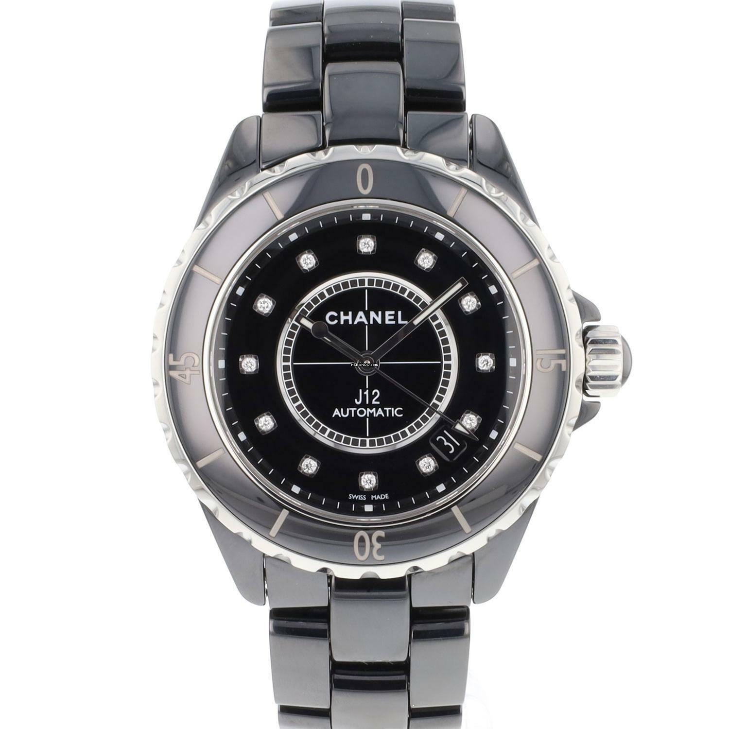  Chanel J12 Black Ceramique 38MM Black Diamond Dial </h1> 