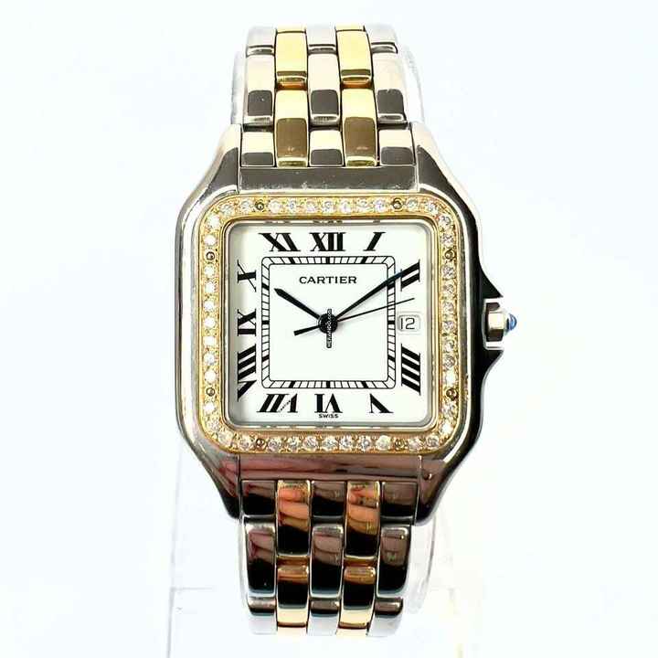  Cartier Panthère Quartz Jumbo 29mm 2 Row Gold 0.55TCW DIAMOND Watch </h1> 