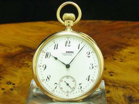  Tiffany & Co. 18kt 750 Gold Open Face Taschenuhr Von Ca. 1894 / Kaliber 17 </h1> 