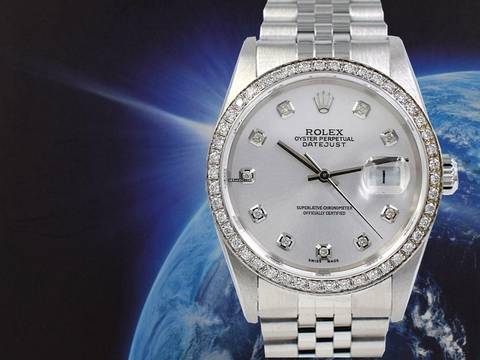  Rolex Datejust 36 16234 Silver Diamonds Dial & After Diamonds Bezel - Full Set 36mm </h1> 